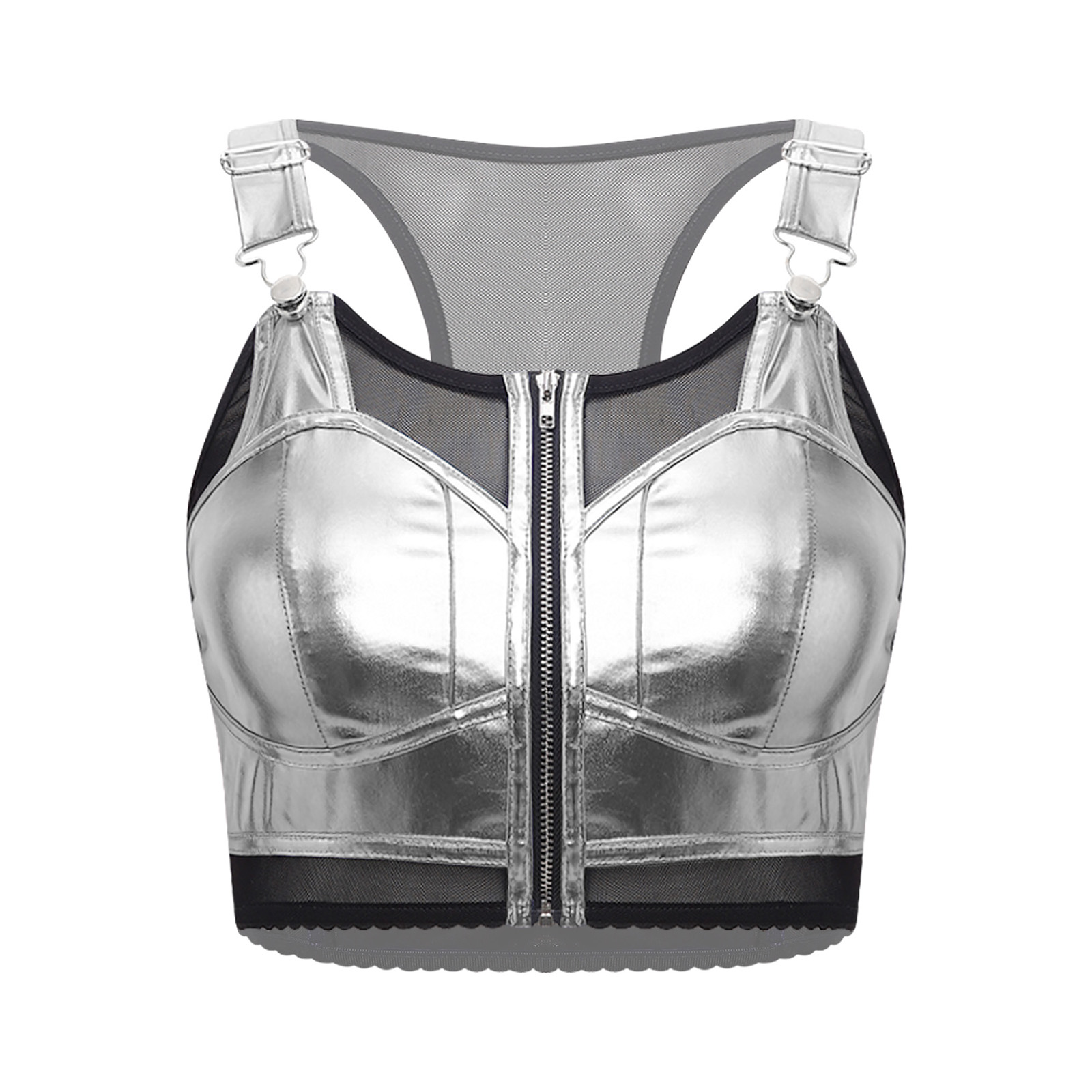 Women Metallic Shiny Punk Styl - Suspender Tank Top ulasan dan harga